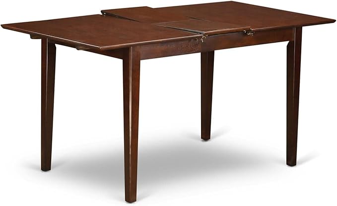 East West Furniture PSNO5-MAH-W 5 Piece Dining Table Set for 4 Includes a Rectangle Kitchen Table with Butterfly Leaf and 4 Dining Room Chairs, 32x60 Inch, Mahogany