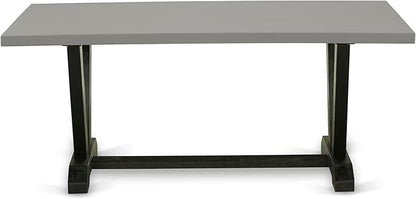 East West Furniture V697FR102-5 5 Piece Dining Set Includes a Rectangle Dining Room Table with V-Legs and 4 Light Beige Linen Fabric Upholstered Chairs, 40x72 Inch, Multi-Color
