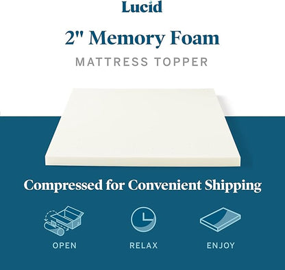LUCID 2 Inch Traditional Foam Mattress Topper - Hypoallergenic - Ventilated - Conforming Support – TwinXL