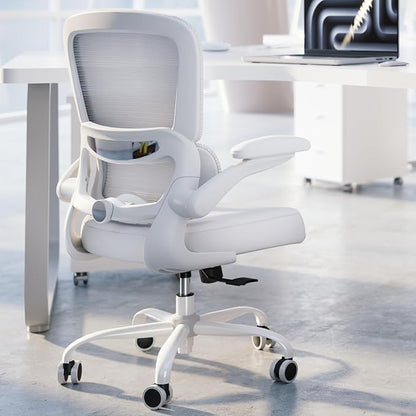 Office Chair - Ergonomic Desk Chair with Adjustable Lumbar Support, Mesh Computer Chair, Executive Chair for Home Office Comfortable Lumbar Support (White White)