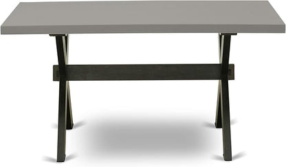 East West Furniture X696AB106-7 7 Piece Modern Dining Table Set Consist of a Rectangle Wooden Table with X-Legs and 6 Shitake Linen Fabric Upholstered Chairs, 36x60 Inch, Multi-Color