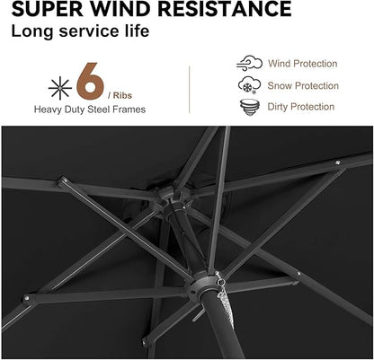 7.5FT Outdoor Patio Umbrella - Table Umbrella Waterprool UV Protection, Sombrillas de Patio with Push Button Tilt, Sun Umbrella for Pool, Porch, Garden, Deck, Backyard (Black)