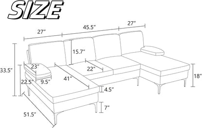 Modular Sectional Sofa, U Shaped Couch with Double Chaise, 6 Seat Comfy Sectional Couches for Living Room, Modern Lounge Modular Couch for Apartment, White