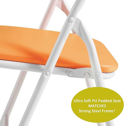 VECELO Kids Folding Activity Table and Chair Set, with Ultra Soft Padded Cushion, 5 Piece, Pale Orange