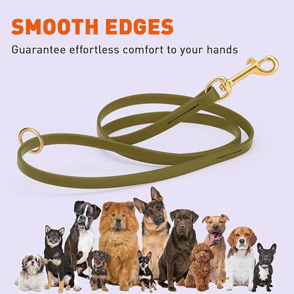Viper Biothane K9 Working Dog Leash Waterproof Lead for Tracking Training Schutzhund Odor-Proof Long Line with Solid Brass Snap for Puppy Medium and Large Dogs 4ft, Olive Drab Green
