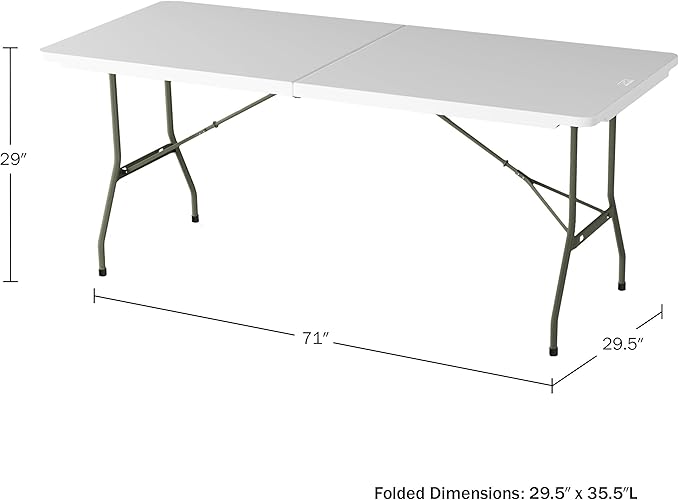 Lavish Home 6-Foot Folding Table - Indoor and Outdoor Table for Camping, Dining, Buffets, Crafts, and Playing Cards - Portable Picnic Table (White)