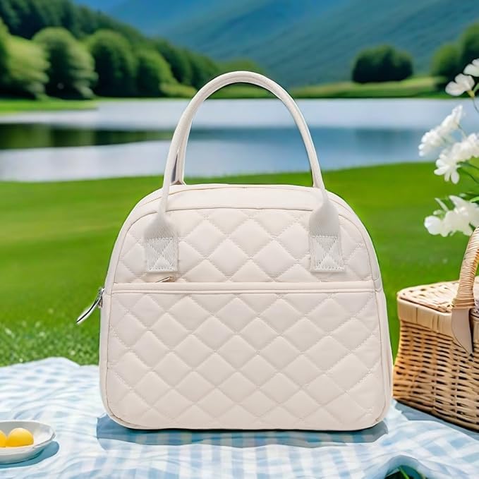 CAMTOP Lunch Box for Women Insulated Lunch Bag Lunchbox Cooler Thermal Leakproof Quilted Reusable Lunch Tote Bag for Work School Travel Picnic