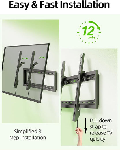 USX Mount Tilting TV Wall Mount Bracket Low Profile for Most 26"-60" LED, LCD, Flat Television, TV Bracket Tilt Mount for VESA 400x400mm- Up to 99lbs, Quick Lock and Release Fits 12" 16" Stud