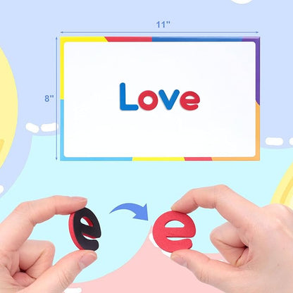 LOVESTOWN Magnetic Alphabet Letters Kit for Kids, Double Sided Magnetic Board with Storage Box, Educational Learning Toys for Preschool Classroom and Home, 234 Pieces (Pack of 2)