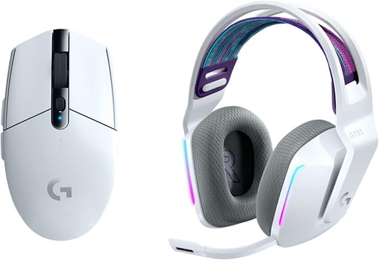 Logitech G305 Lightspeed Wireless Gaming Mouse + G733 Lightspeed Wireless Gaming Headset Bundle - White