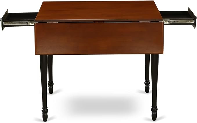 East West Furniture MZKE5-BCH-W 5 Piece Modern Dining Table Set Includes a Rectangle Wooden Table with Dropleaf and 4 Dining Chairs, 36x54 Inch, Black & Cherry