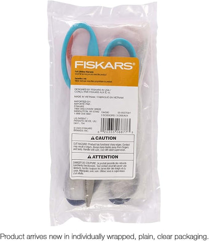 Fiskars 7" Student Scissors for Kids 12-14 - Scissors for School or Crafting - Back to School Supplies - Turquoise