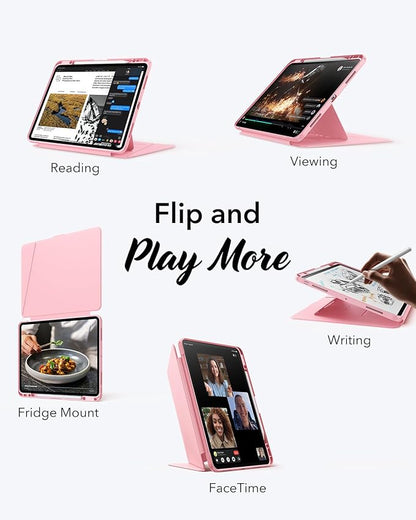 ESR for iPad Pro 13 Inch Case (M5/M4) 2025/2024, Vertical Stand Cover, Multi Stand Angles, Ultra-Stable Case with Pencil Holder, Flip Series, Pink