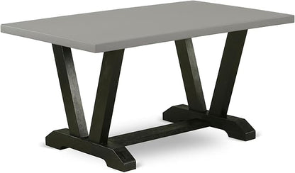 East West Furniture V696DR124-7 7 Piece Dining Table Set Consist of a Rectangle Dining Room Table with V-Legs and 6 Black Color Linen Fabric Upholstered Chairs, 36x60 Inch, Multi-Color