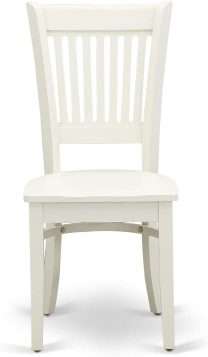East West Furniture BOVA5-LWH-W 5 Piece Dining Room Furniture Set Includes a Round Kitchen Table and 4 Dining Chairs, 42x42 Inch, Linen White