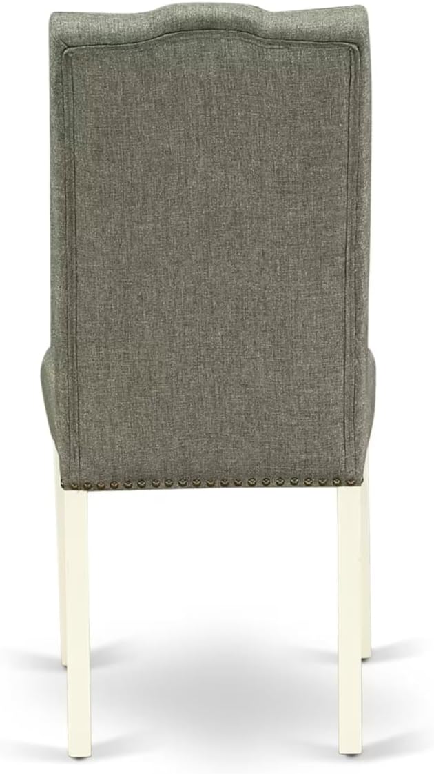 East West Furniture V027EL207-6 6 Piece Modern Dining Table Set Contains a Rectangle Wooden Table with V-Legs and 4 Gray Linen Fabric Parson Chairs with a Bench, 40x72 Inch, Multi-Color