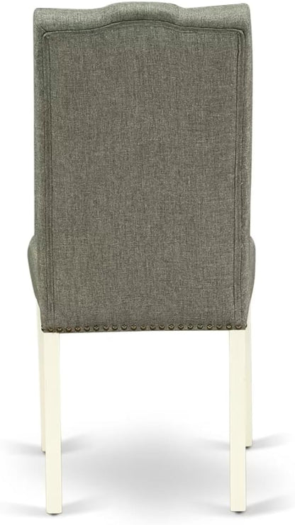 East West Furniture V027EL207-6 6 Piece Modern Dining Table Set Contains a Rectangle Wooden Table with V-Legs and 4 Gray Linen Fabric Parson Chairs with a Bench, 40x72 Inch, Multi-Color