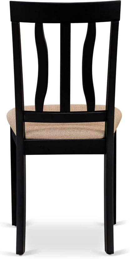 East West Furniture LGAN5-BCH-C 5 Piece Kitchen Table Set for 4 Includes a Rectangle Dining Room Table with Butterfly Leaf and 4 Linen Fabric Upholstered Chairs, 42x84 Inch, Black & Cherry