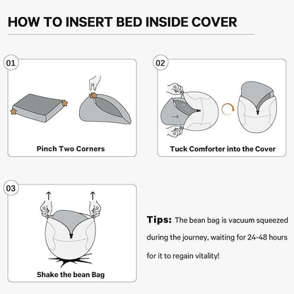 Bean Bag Chairs for Adults - Giant Bean Bag Chair Convertible Bean Bag Bed - Beanbag Chair with Micro Fiber Cover/Furniture Foam Filler - Floor Couch Sofa in Bedroom Dorm Room - Queen Carbon Black