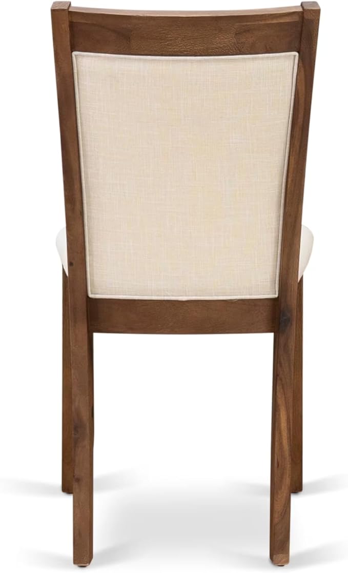 East West Furniture V797MZN32-6 6 Piece Dining Set Contains a Rectangle Dining Room Table with V-Legs and 4 Light Beige Linen Fabric Upholstered Chairs with a Bench, 40x72 Inch, Multi-Color