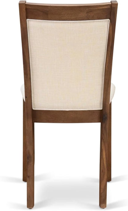 East West Furniture V727MZN32-7 7 Piece Dining Table Set Consist of a Rectangle Kitchen Table with V-Legs and 6 Light Beige Linen Fabric Parson Dining Chairs, 40x72 Inch, Multi-Color