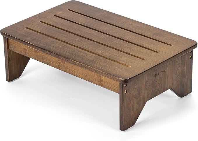 StrongTek Bamboo Step Stool, Wooden Step with Non-Slip Bottom for Safety, Lightweight and Sturdy Footstool for Kitchen, Bedroom, Living Room, Perfect for Adults, Kids, Seniors, and Toddlers (Extended)