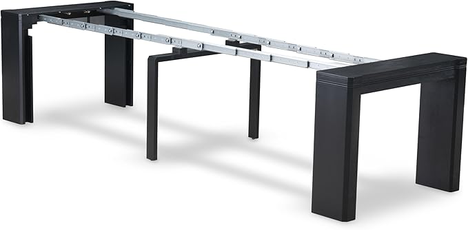 X12X1-0C6-24 14-pc Modern Dining Room Table Set a Rectangular Dining Table with a coffee Table and 12 Black Polyester Stackable Chair, 39x120 Inch, Wire Brushed Black