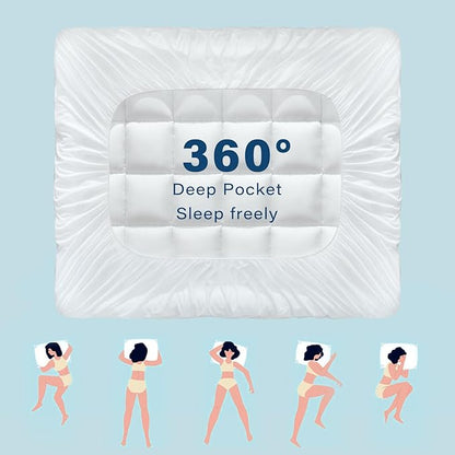 Anluoer Mattress Topper Queen for Back Pain, Memory Foam Pillow Top Mattress Topper Queen, 5X Support Extra Thick Breathable Mattress Pad with 8-21" Deep Pocket, 60x80 Inches, White