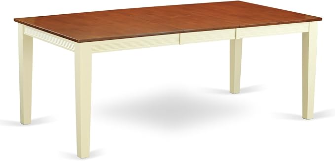 East West Furniture QUNI7-WHI-W 7 Piece Kitchen Table Set Consist of a Rectangle Dining Table with Butterfly Leaf and 6 Dining Chairs, 40x78 Inch, Buttermilk & Cherry