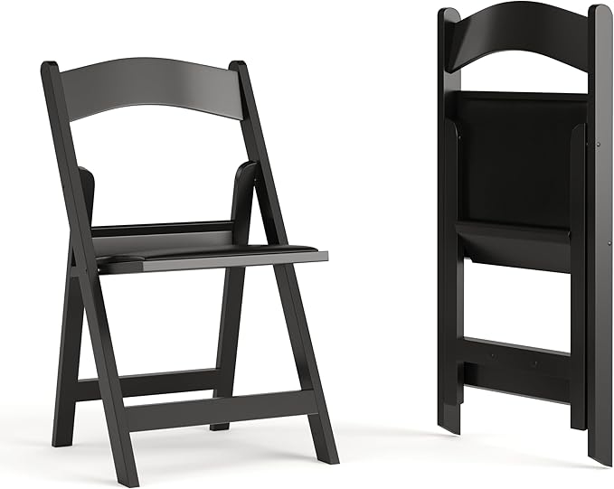 Flash Furniture Hercules Series Folding Chair - Black Resin - 2 Pack 800LB Weight Capacity Comfortable Event Chair - Light Weight Folding Chair