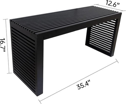 Bamboo Dining Bench, 35 inch Entryway Bench, Indoor Kitchen Table Bench for Entryway Dining Room Living Room Bedroom End of Bed-Black