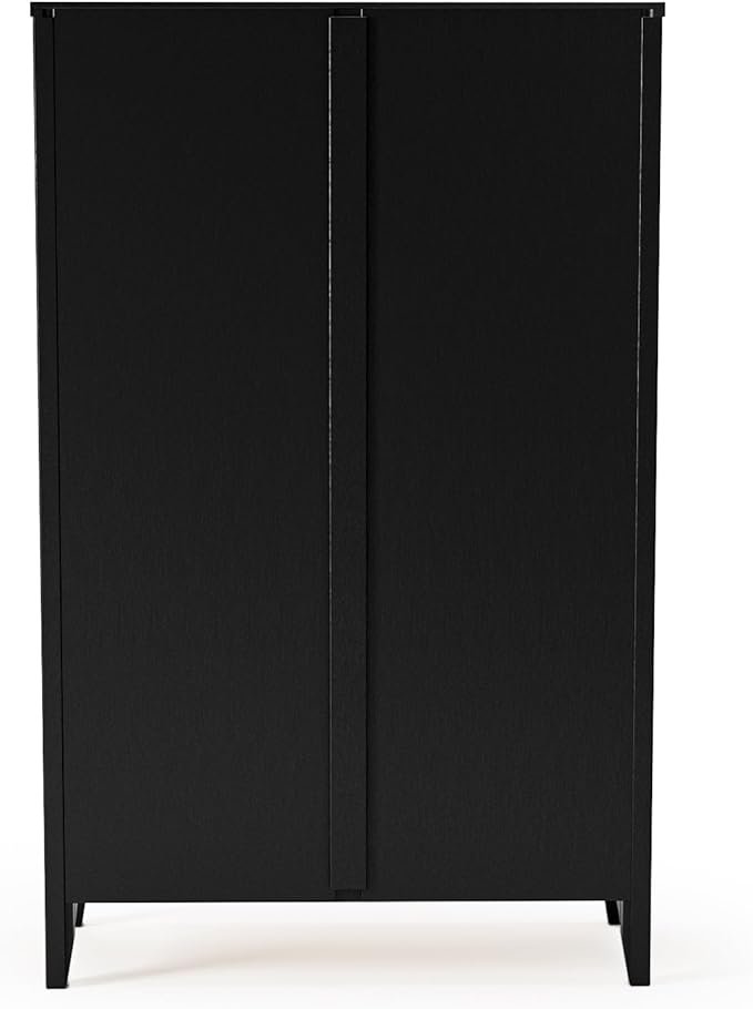 Camaflexi Shaker Style 4 Shelf Bookcase/Solid Wood / 48" High/Adjustable Shelving/Closed Back/Display Bookshelf for Living Room, Bedroom, Home and Office, Black