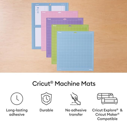 Cricut LightGrip Cutting Mat Pack (6 count, 12in x 12in) - for Explore & Maker Machines - ideal for standard paper, light cardstock & more
