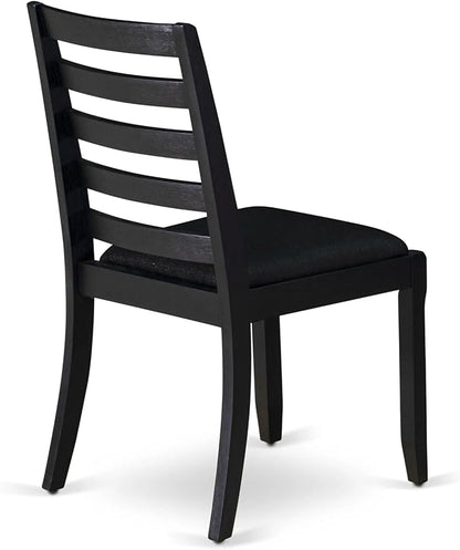 East West Furniture LGX19-BLK-24 -9 Piece Dining Set Includes a Rectangular Kitchen Table with Black Tabletop and 8 Stackable Polyester Fabric Chairs, Black