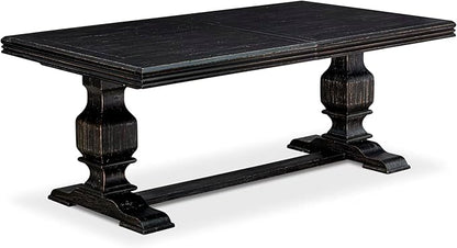 NKFL9-SBB-21-9-Piece Kitchen Table Set Consists of a Wooden Table and 8 Mineral Blue Linen Fabric Parson Chairs with Padded Chair Back - Sand Blasting Black Finish.