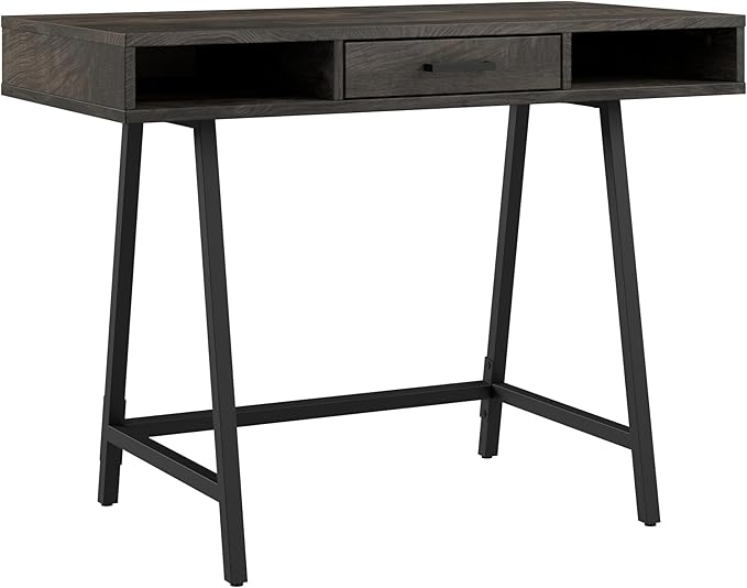 Bush Furniture Steele 40W Writing Desk in Dark Gray Hickory | Computer Table for Home Office Workspace