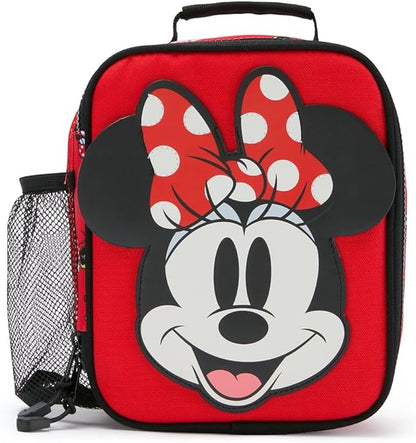Disney Store Official Minnie Mouse Collegiate Insulated Lunch Box - Minnie Mouse Lunch Bag for Kids with Double Zip Pull, Embroidered Details, Screen Art, Mesh Pocket, ID Label - Perfect for School