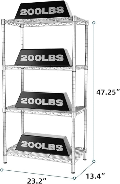 SINGAYE 4 Shelves Adjustable Storage Shelf Wire Shelving Rack Bathroom Standing Units Laundry Room Organization for Kitchen Office Bathroom Organizers Metal Pantry 14" D x 24" W x 48" H Gray