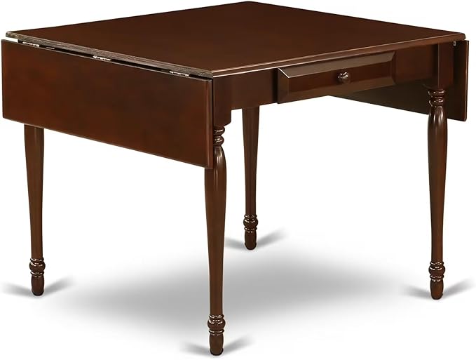East West Furniture MZCL3-MAH-W 3 Piece Kitchen Table Set for Small Spaces Contains a Rectangle Dining Room Table with Dropleaf and 2 Solid Wood Seat Chairs, 36x54 Inch, Mahogany
