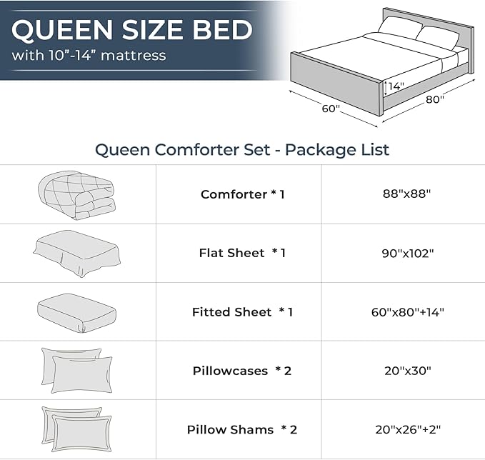 HEVUMYI Ivory Queen Comforter Set - 7-Piece All Season Bed in a Bag Queen, Ultra Soft Bedding Set with Comforter, Flat Sheet, Fitted Sheet, Pillowcases, Pillow Shams