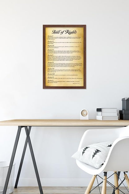 Trends International The United States of America - Bill of Rights Wall Poster, 14.725" x 22.375", Mahogany Framed Version