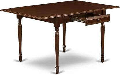 East West Furniture MZCL3-MAH-W 3 Piece Kitchen Table Set for Small Spaces Contains a Rectangle Dining Room Table with Dropleaf and 2 Solid Wood Seat Chairs, 36x54 Inch, Mahogany