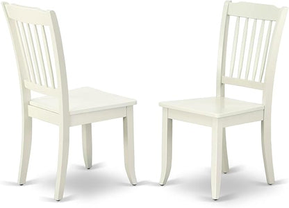 East West Furniture MZDA5-LWH-W 5 Piece Dining Table Set for 4 Includes a Rectangle Kitchen Table with Dropleaf and 4 Dining Room Chairs, 36x54 Inch, Linen White