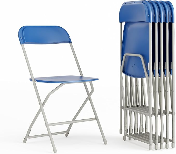 Flash Furniture Hercules Series Plastic Folding Chair - Blue - 6 Pack 650LB Weight Capacity Comfortable Event Chair-Lightweight Folding Chair