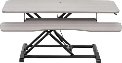 VIVO 42 inch Desk Converter, K Series, Height Adjustable Sit to Stand Riser, Dual Monitor and Laptop Workstation with Wide Keyboard Tray, Gray Top, Black Frame, DESK-V042KG