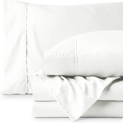 Bare Home Queen Sheet Set - Luxury 1800 Ultra-Soft Microfiber Bed Sheets - Double Brushed - Deep Pockets - Easy Fit - 4 Piece Set - Bedding Sheets & Pillowcases (Queen, Cream)
