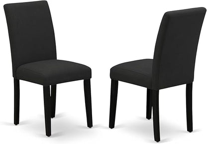 East West Furniture V697AB624-5 5 Piece Dining Table Set Includes a Rectangle Dining Room Table with V-Legs and 4 Black Color Linen Fabric Upholstered Chairs, 40x72 Inch, Multi-Color