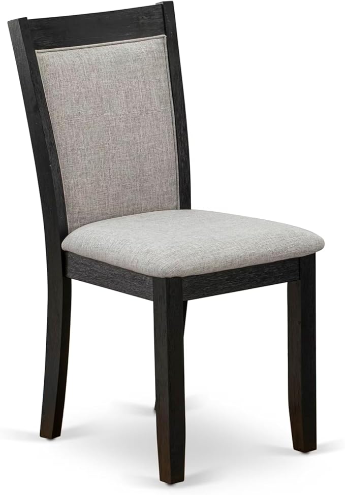 East West Furniture V677MZ606-6 6 Piece Dinette Set Contains a Rectangle Dining Room Table with V-Legs and 4 Shitake Linen Fabric Parson Chairs with a Bench, 40x72 Inch, Multi-Color