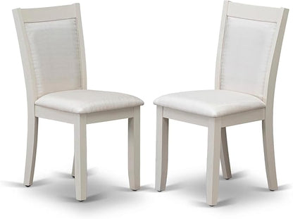 East West Furniture V097MZ001-5 5 Piece Dining Room Table Set Includes a Rectangle Dining Table with V-Legs and 4 Cream Linen Fabric Upholstered Parson Chairs, 40x72 Inch, Multi-Color