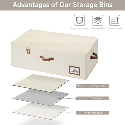 StorageWorks Under Bed Storage Bins, 10'' Underbed Storage Containers with Lid, 77L Clothes Organizer for Bedding, Blankets, Sweaters, Shoes, 2-Pack